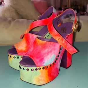 YRU DAYDREAM Tie Dye Platform heels size 8